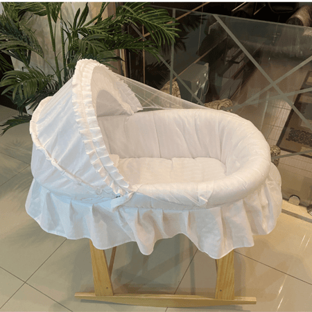 هندول مواليد مع قاعده خشبيه هزاز - لون أبيض سادهـ