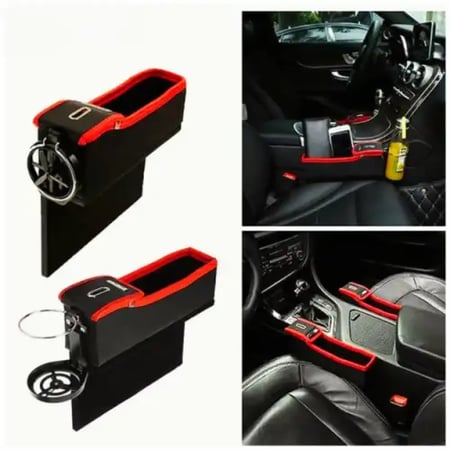 2 قطعة حامل اكواب و منظم مقعد السيارة من الجلد من لمسات سيارتي