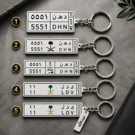 ميدالية لوحة سيارة سعودية مخصصة بتصميم فاخر