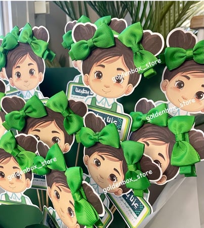 باقة فيونكات بلون أخضر