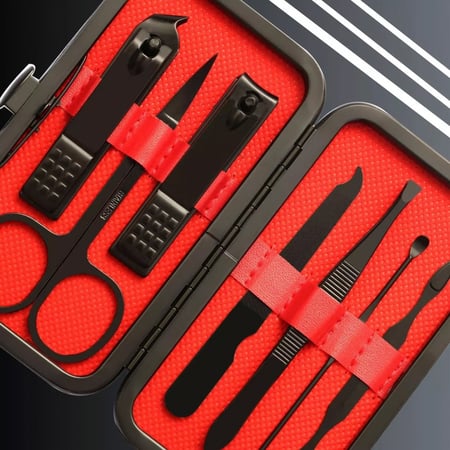 طقم مانيكير 7 قطع من الفولاذ المقاوم للصدأ مجموعة أدوات العناية الشخصية بالأظافر