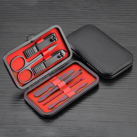 طقم مانيكير 7 قطع من الفولاذ المقاوم للصدأ مجموعة أدوات العناية الشخصية بالأظافر