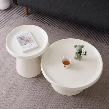 طقم طاولات قهوة قطعتين , Luna white