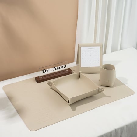 مجموعة جلديات مكتبية - رمادي