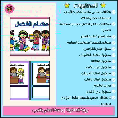 بطاقات مهام الفصل / الأيدي المساعدة