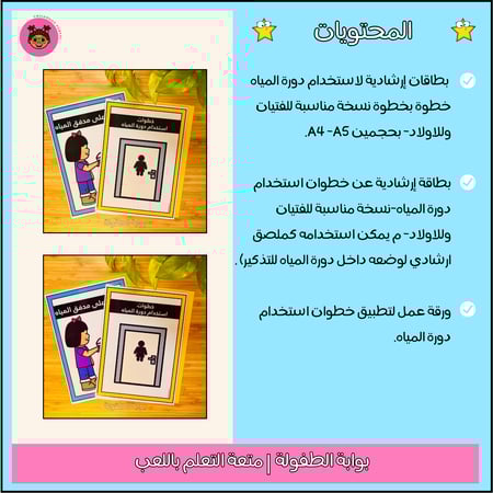 بطاقات خطوات استخدام دورة المياه