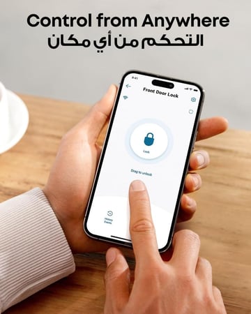 يوفي - قفل الباب الذكيE110 مع Wi-Fi مدمج - اسود