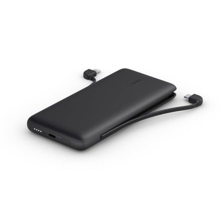 بيلكن - بطاريه متنقله 10000 ملي امبير بي دي 18 واط مع كيبل لايتننق وتايب سي مدمج