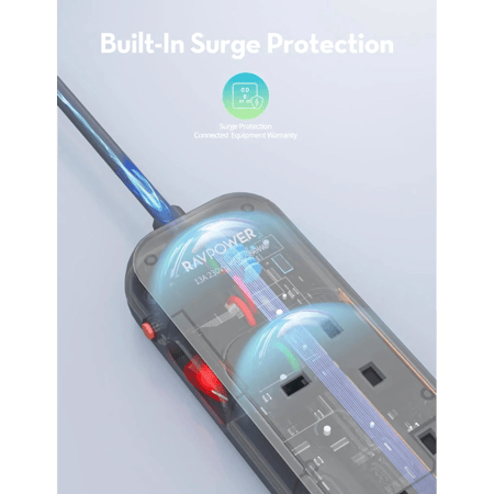 راف باور - توصيلة 6 منافذ بقوة 2990 واط رمادي