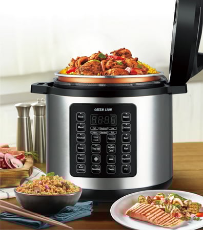 قدر ضغط كهربائي 8 لتر 1300 واط عزل حراري و مع شاشة تحكم اسود جرين ليون