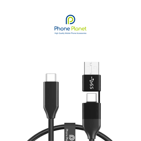 كابل USB-C مع محول USB-A 3.0 – شحن سريع ونقل بيانات من Phone Planet