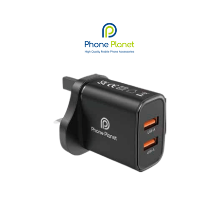 شاحن جداري ثنائي USB-A من Phone Planet – تصميم أنيق وجودة عالية