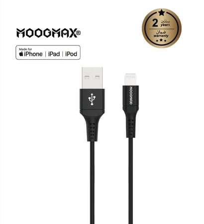 كيبل موج ماكس يو اس بي لايتنج جلد 1 متر معتمد من ابل