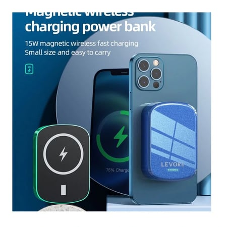 ليفوري 2 في 1 باور بنك مغناطيسي لاسلكي 10000 مللي امبير، 20 واط