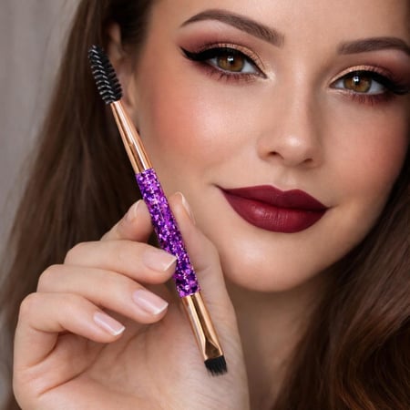 فرشة حواجب مزدوجة 2 في 1 من تول هاوس، فرشاة حواجب احترافية بزاوية مزدوجة الاطراف وفرشاة سبولي، لظلال العيون والحواجب والرموش، مناسبة لمكياج النساء