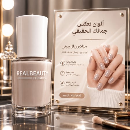 طلاء أظافر ريال بيوتي – لون نيود أنيق امنحي أظافرك لمسة من الرقي والجمال مع طلاء أظافر ريال بيوتي بلونه النيود العصري الذي يناسب جميع الإطلالات والمناسبات. يتميز بتركيبة ناعمة تمنح تغطية متجانسة ولمعانًا جذابًا يدوم طويلًا، مع فرشاة سهلة الاستخدام لتطبيق