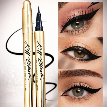 ايلاينر سواد داكن ضد الماء من كاكي قلم تحديد عيون مقاوم للماء يدوم لمدة 24 ساعة لمكياج احترافي