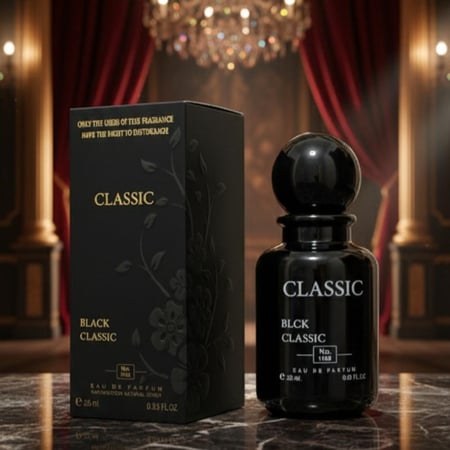 عطر كلاسك بلاك عطر مناسب للجنسين 25 مل تتمازج نفحات خشب الغاياك الدافئة مع الياسمين الناعم والباتشولي العميق، مما يخلق توازنًا رائعًا بين النفحات الخشبية والزهرية.