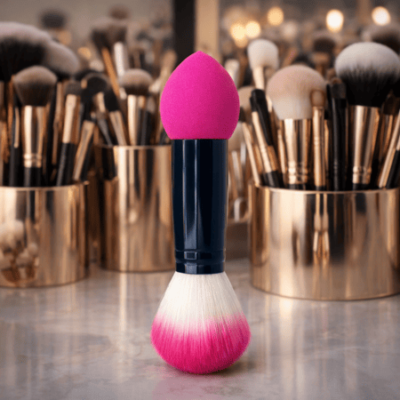 فرشة مكياج اثنين في واحد صغيرة تنفع تنحط في الشنطة فرشاة بودرة الخدود أفضل أداء مع البودرة وكريم الخدود، فرشاة التحمير المتدرجة هذه ستسمح لكي بالتحكم في وضع المكياج من أجل خلق تحديد ناعم ومظهر نهائي لخدودك.