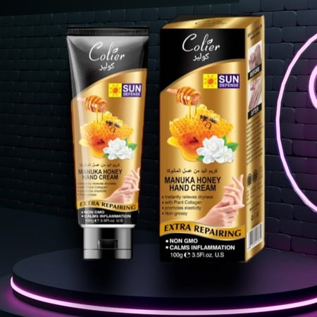 كريم اليدين بخلاصة عسل المانوكا من كولير  كريم لليدين للعناية بالبشرة مرطب وتنعيم وتصليح للايدي الجافة الطبيعي وفيتامين E