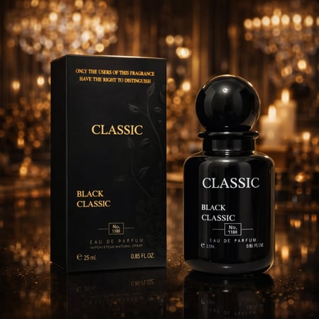 عطر  كلاسك بلاك عطر مناسب للجنسين 25 مل تتمازج نفحات خشب الغاياك الدافئة مع الياسمين الناعم والباتشولي العميق، مما يخلق توازنًا رائعًا بين النفحات الخشبية والزهرية.