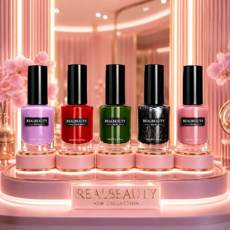 مجموعة طلاء أظافر REALBEAUTY – ألوان جذابة ولمعة تدوم امنحي أظافرك لمسة من الأناقة والجاذبية مع طلاء الأظافر من REALBEAUTY، بتركيبة غنية تمنحك لونًا مكثفًا ولمعانًا فاخرًا يدوم طويلاً. يتميز بسهولة التطبيق وسرعة الجفاف ليمنحك مظهراً احترافياً في كل مرة
