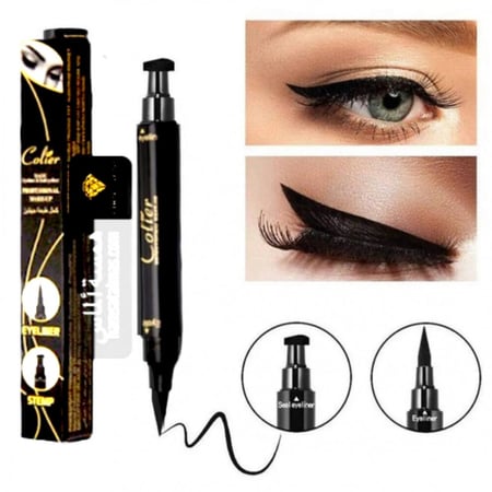 اي لاينر اثنين في واحد من كولير قلم تحديد عيون مقاوم للماء يدوم لمدة 24 ساعة لمكياج احترافي