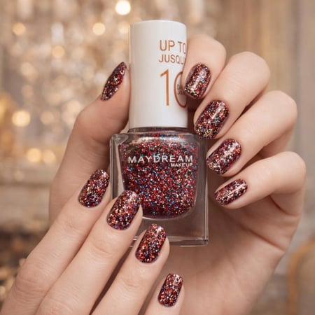 مناكير لامعة طلاء اظافر تألقي بطلاء الأظافر الهادئ والأنيق ، يأتي بفرشاة طويله