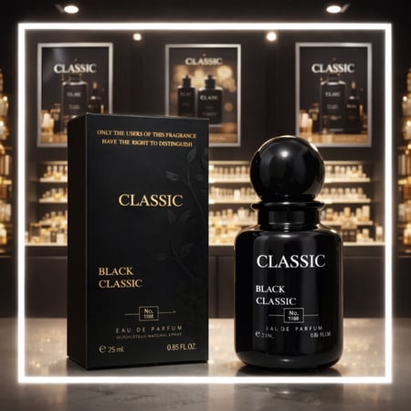 عطر  كلاسك بلاك عطر مناسب للجنسين 25 مل تتمازج نفحات خشب الغاياك الدافئة مع الياسمين الناعم والباتشولي العميق، مما يخلق توازنًا رائعًا بين النفحات الخشبية والزهرية.