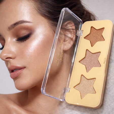 هايلايتر النجوم اللامع رقم 2 يمنح بشرتك إشراقة فاخرة ولمسة مضيئة تدوم طوال اليوم. تأتي العلبة بتصميم أنيق بغطاء شفاف يبرز ألوان الإضاءة الجميلة على شكل نجوم، لتمنحك ثلاث درجات مضيئة تناسب جميع الإطلالات. تركيبته الناعمة تنساب بسهولة على البشرة وتعطي لمعان