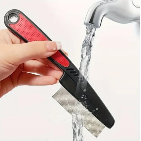 مشط قمل لون عشوائي مشط قشرة الرأس متعدد الوظائف من الستانلس ستيل مشط البراغيث بمقبض مطاطي، مشط قمل اسنان دقيقة، مشط احترافي لتصفيف شعر