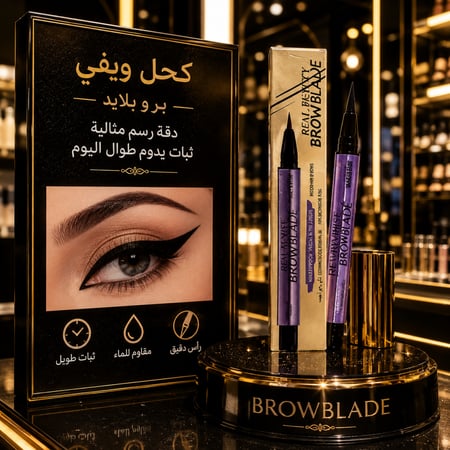 كحل حواجب سائل جعتين بني  من ريال بيوتي قلم تحديد عيون مقاوم للماء يدوم لمدة 24 ساعة لمكياج احترافي