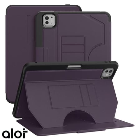 ألوت - جراب حماية ثلاثي الطي مغناطيسي لجهاز آيباد برو 11 مصنوع من مادة البولي يوريثان الحراري/البولي كربونات + مغناطيسي - بنفسجي