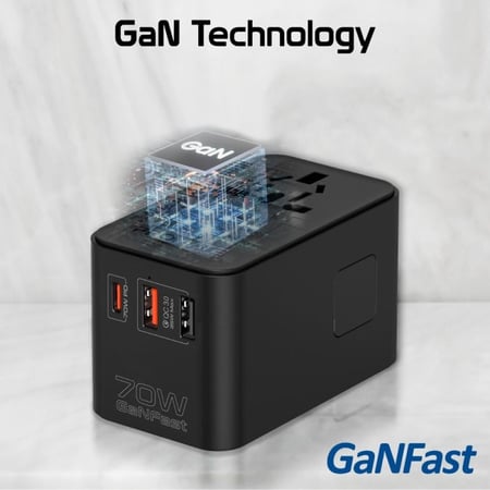 رفيق سفرك الأمثل! تجربة شحن فائقة السرعة مع محول السفر العالمي TripMate-GaN70R بتقنية GaN بقوة 70 واط مع كابل USB-C قابل للسحب مدمج لضمان سهولة الاستخدام في جميع أنحاء العالم Promate TripMate-GaN70R