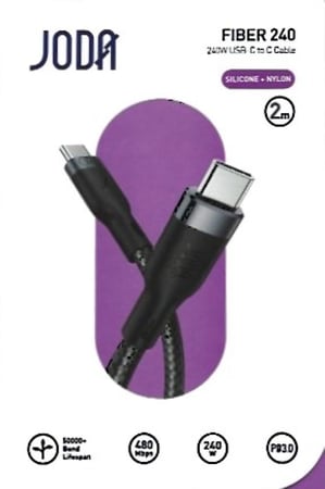 كابل طول 2 متر USB CC مضفر من النايلون FIBER 240 من جوده