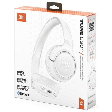 جي بي إل - سماعة رأس على الأذن ببطارية 76 ساعة JBL Tune 530 - ابيض