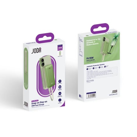 بطارية جودا MagTack بقوة 35 واط بسعة 10000 ملي امبير مع سلك مدمج تايب سي - اخضر