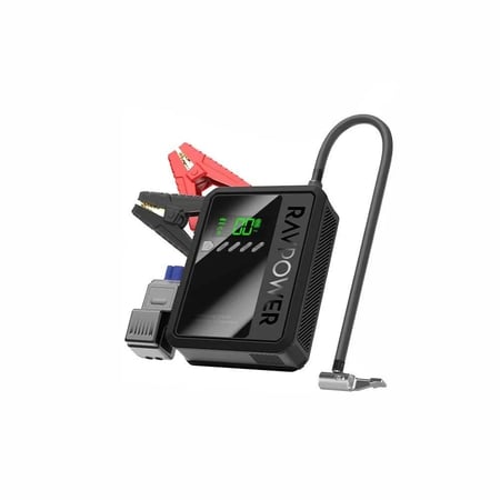 مشغل بطارية السياره راف بور بقوة 8000 ملي امبير + منفاخ - اسود