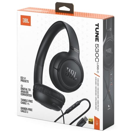 جي بي ال - سماعة رأس سلكية بوصلة يو اس بي سي بدون شحن JBL Tune 530C - أسود