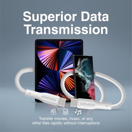 كيبل USB-C™ إلى USB-C™،سريع بقوة 60 واط مع مزامنة بيانات بسرعة 480 ميجابت في الثانية وسلك سيليكون مضاد للتشابك بطول 100 سم XCord-CC