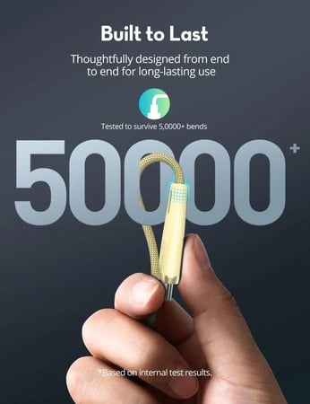 سلك راف باور نايلون بقوة 60 واط تايب سي الى تايب سي 1.2 متر -ذهبي