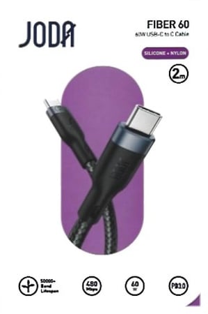 كابل طول 2 متر USB CC مضفر من النايلون FIBER 60 من جوده