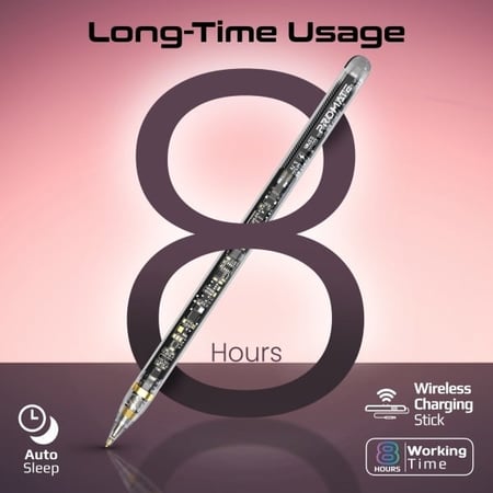 أحدث و أفضل قلم آيباد مع شحن لاسلكي مغناطيسي، عمر بطارية 8 ساعات، رأس قابل للاستبدال مع رأسين احتياط،  يدعم ميزة راحة اليد والتعرف على الإمالة لجهاز   - بروميت TransPen
