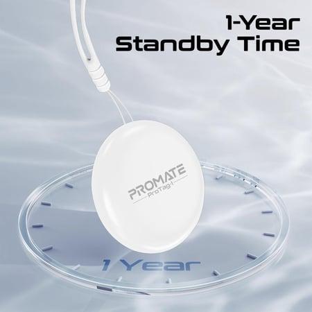 جهاز التتبع المدمج عبر البلوتوث الذي يضمن لك أن تبقى أغراضك دائمًا قابلة للتحديد وفي متناول اليد. يعمل بالتكامل مع تطبيق "Find My" المعتمد من Apple أبل  ويتميز بصوت إنذار عالٍ  ووضع "Lost Mode" وضع الخاص بفقدان اغراضك Promate ProTag-1