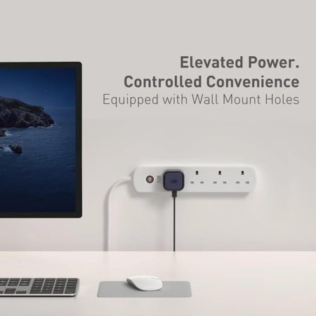 جودا - توصيلة كهرباء 4 مخارج و بطول 3 متر بحماية متعددة VoltLink - أبيض