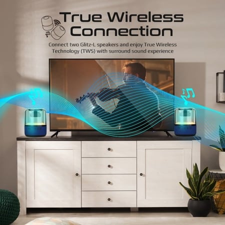 تجربة صوتية مدهشة مع مكبر الصوت Glitz-L بقدرة 10 واط وعرض ضوئي بزاوية 360 درجة، وقت تشغيل 6 ساعات مع منفذ صوت 3.5 ملم ومنفذ USB وفتحة بطاقة TF من Promate Glitz-L