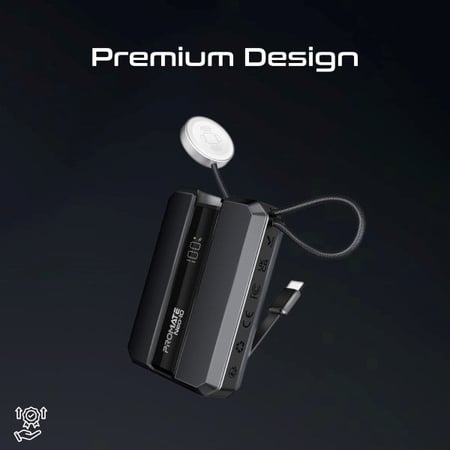 أصغر و أقوى بطارية متنقلة في العالم من بروميت لايفون و ساعة ابل - فائقة السرعة بقدرة 10000 مللي أمبير بقدرة 30 وات مزودة بكابل USB-C تايب سي وشاحن ساعة ابل لكل اجيال الساعات Apple Watch توصيل طاقة PD بقدرة 30 واط  مع  مدخل/مخرج USB-C.  بروميت - Neo-10