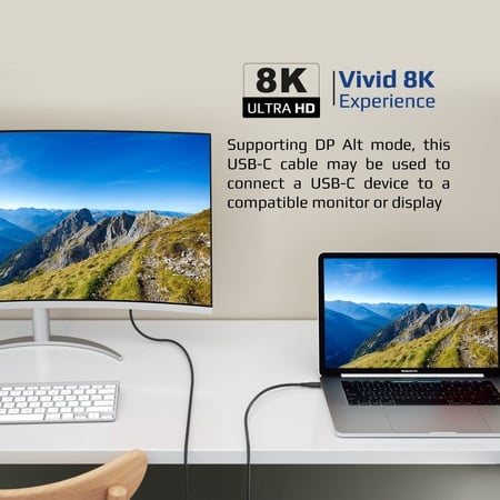 أداء لا مثيل له مع كابل USB-C متوافق مع ثندربولت-3، يوفر شحنًا سريعًا بقوة 240 واط وسرعة نقل بيانات تصل إلى 40 جيجابت في الثانية بالإضافة إلى دعم فيديو بجودة 8K@60 هرتز مع طول كابل1 متر- Promate PowerBolt240-1M