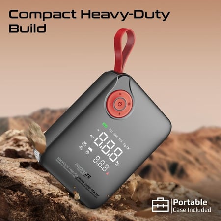 جهاز طوارئ 4 في 1 لتشغيل السيارات بقوة 800 أمبير، مزوّد بكمبروسر هواء 150PSI وبطارية 10000mAh، يشحن عبر USB وType-C، مع كشاف LED قوي، مثالي للسيارات، الدفع الرباعي، والدراجات النارية — الحل الذكي على الطريق. PatrolPack-4