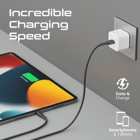 كابل USB-A إلى لايتنينغ متين بقوة 10 واط، يوفر شحنًا سريعًا ونقل بيانات بسرعة 480 ميجابت في الثانية، مع تصميم مضاد للتشابك من السيليكون بطول 200 سم واختبار ثني حتى 10,000 مرة  - Promate XCORD-AI200